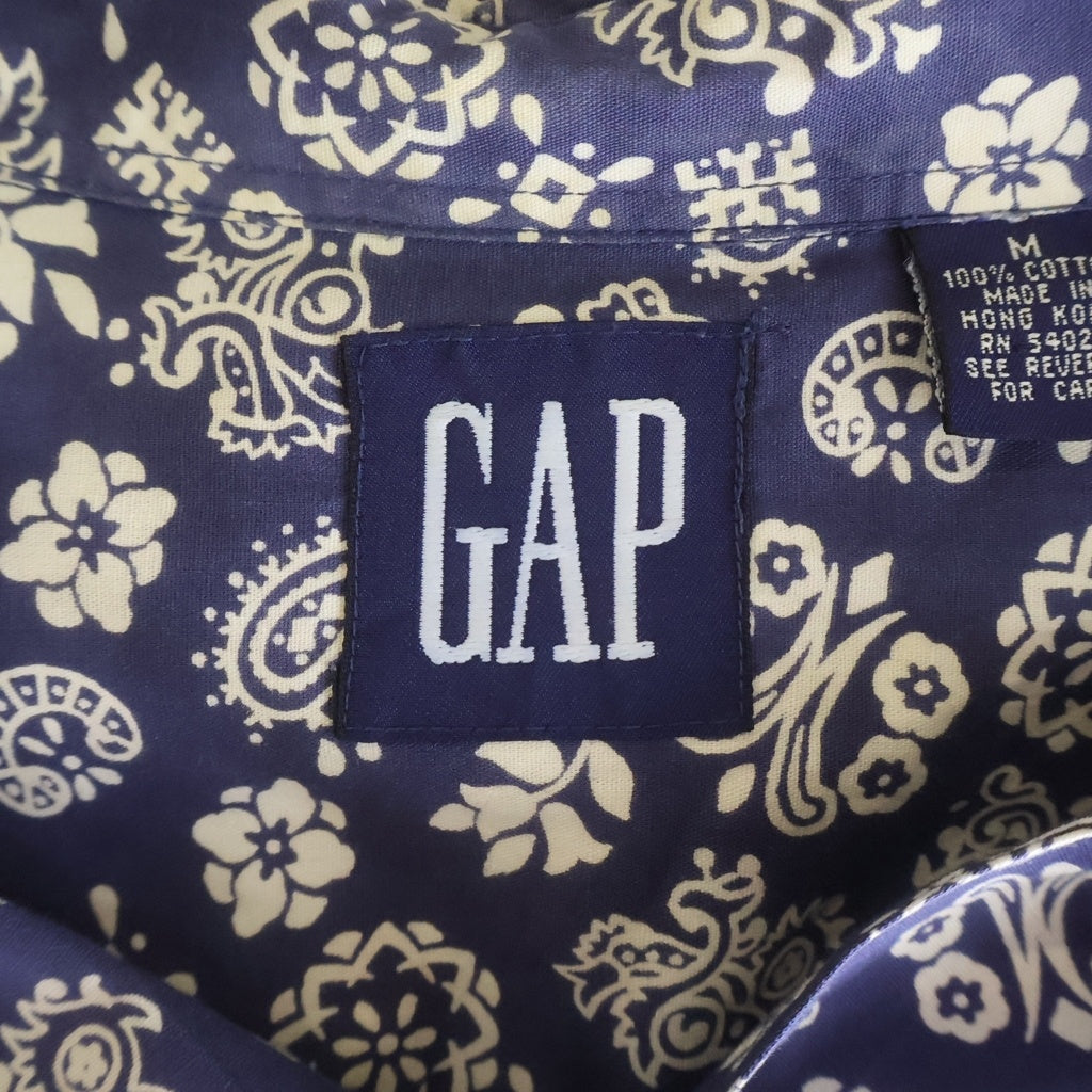 GAP(ギャップ) 90S OLD PAISLEY L/S SHIRT デカタグ 総柄 ペイズリー 長袖シャツ ネイビー/ホワイト