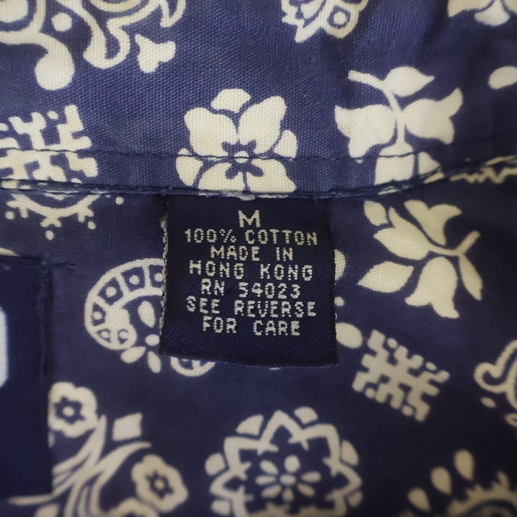 GAP(ギャップ) 90S OLD PAISLEY L/S SHIRT デカタグ 総柄 ペイズリー 長袖シャツ ネイビー/ホワイト