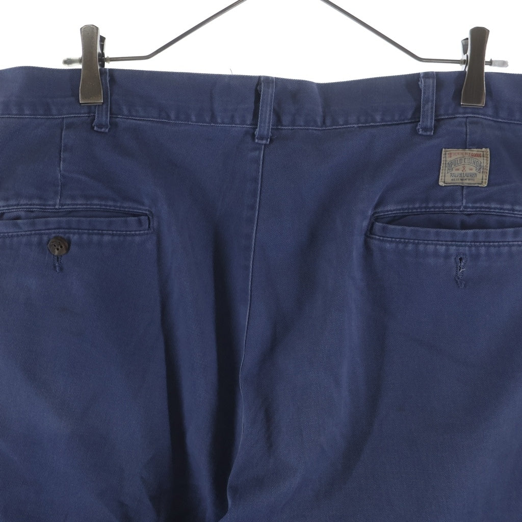 POLO RALPH LAUREN(ポロラルフローレン) 90S 2 TUCK CHINO PANTS USA製 コットン チノ パンツ ブルー
