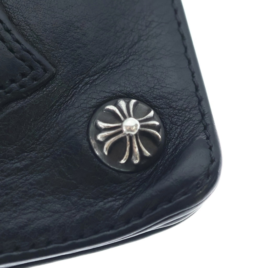 CHROME HEARTS(クロムハーツ) 1ZIP CROSS PATCH 1ジップ クロスパッチ付きクロスボタンレザーウォレット財布