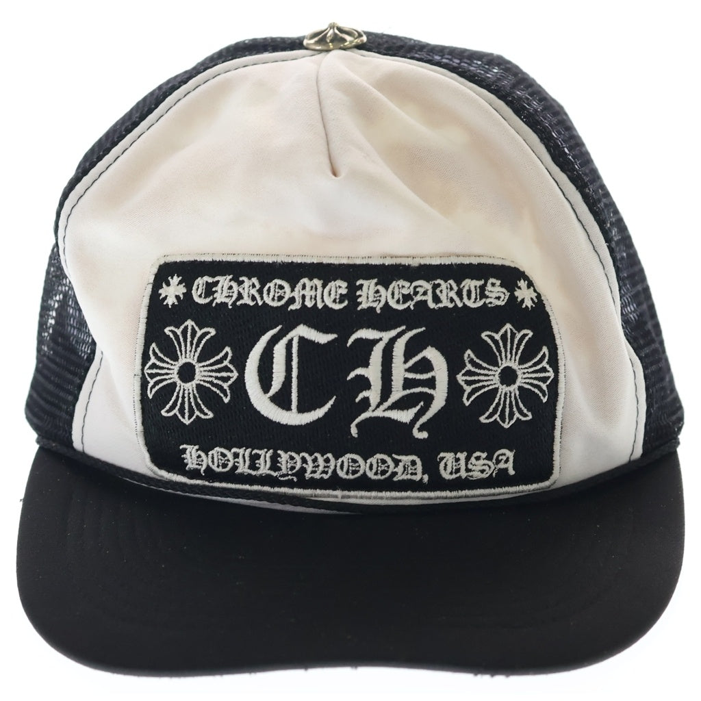 CHROME HEARTS(クロムハーツ) OLD TRUCKER CAP FUCK オールド パッチメッシュトラッカーキャップ 帽子 ブラック/ホワイト