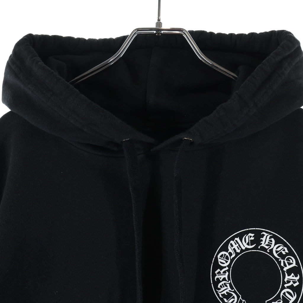 CHROME HEARTS(クロムハーツ) SWTSHRT PLVR 袖フローラルバックホースシュープリントプルオーバーパーカー フーディー ブラック