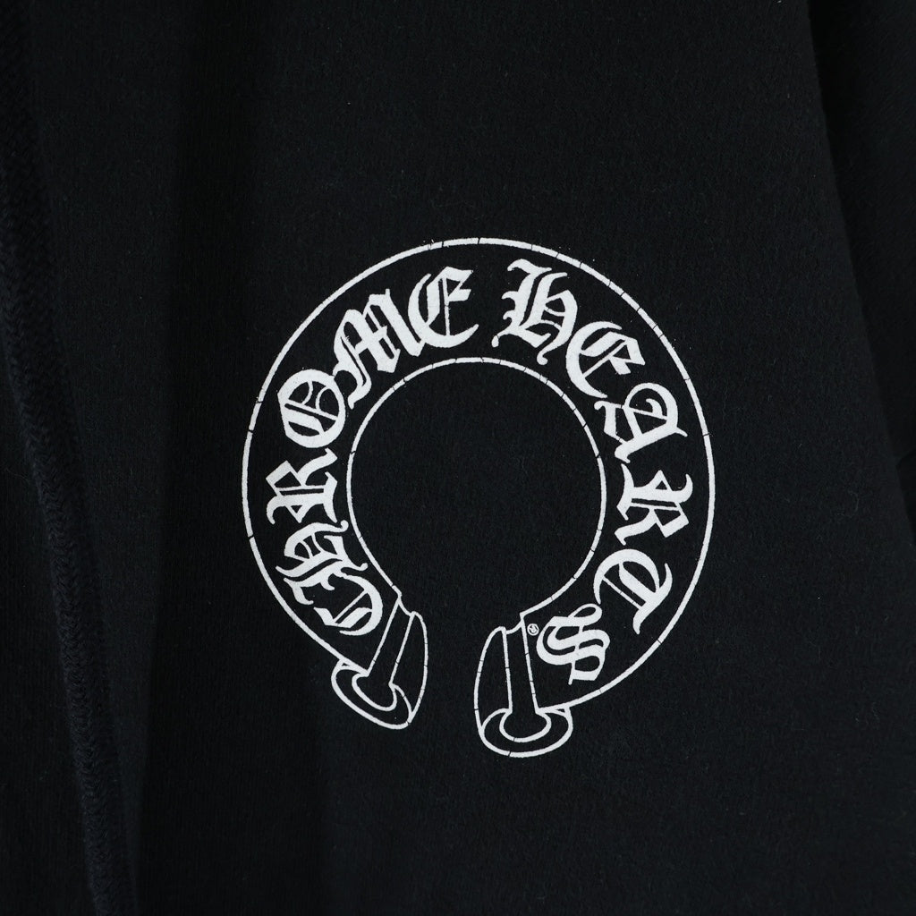 CHROME HEARTS(クロムハーツ) SWTSHRT PLVR 袖フローラルバックホースシュープリントプルオーバーパーカー フーディー ブラック