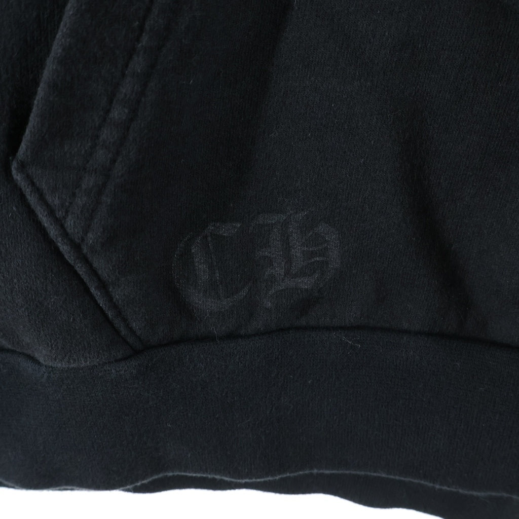CHROME HEARTS(クロムハーツ) SWTSHRT PLVR 袖フローラルバックホースシュープリントプルオーバーパーカー フーディー ブラック