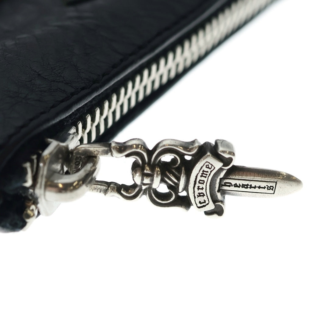 CHROME HEARTS(クロムハーツ) TINY ZIP タイニージップ クロスパッチ付き ダガージップ レザー ウォレット 財布 ブラック