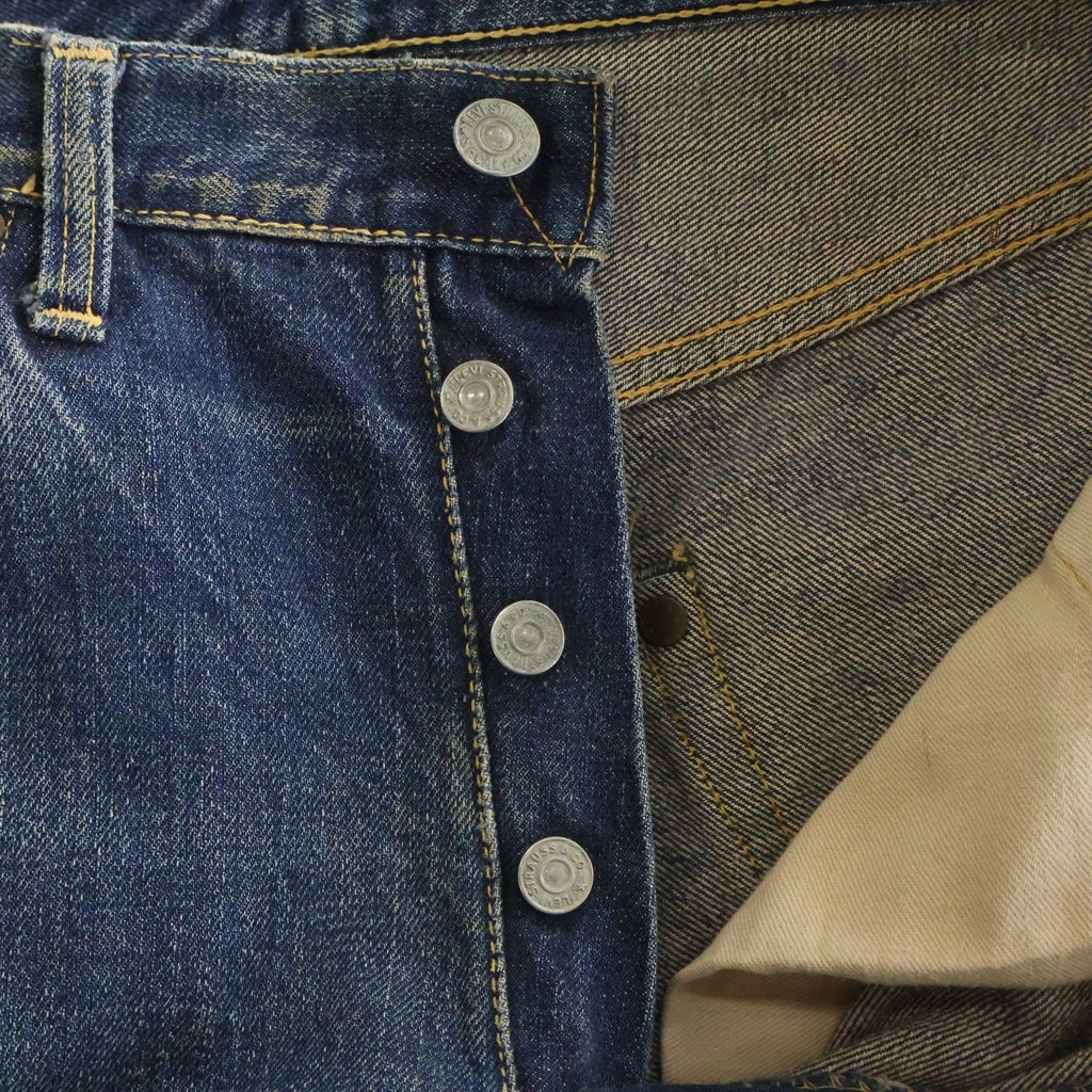 Levi's(リーバイス) 50S 501XX 53MODEL BIG E 革パッチ 両面タブ ボタン裏無刻印 リベット裏16 赤耳 コインポケット裏シングル 隠しリベット 赤耳 ボタンフライ デニムパンツ