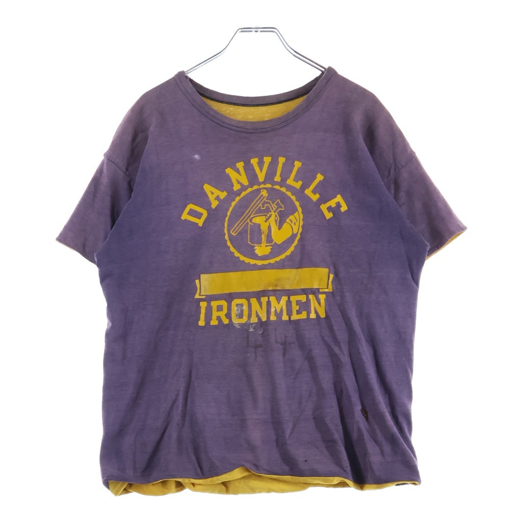 VINTAGE(ヴィンテージ) 60S DANVILLE IRONMEN 4段プリント リバーシブル Tシャツ カットソー パープル/イエロー