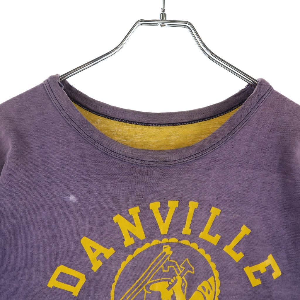 VINTAGE(ヴィンテージ) 60S DANVILLE IRONMEN 4段プリント リバーシブル Tシャツ カットソー パープル/イエロー