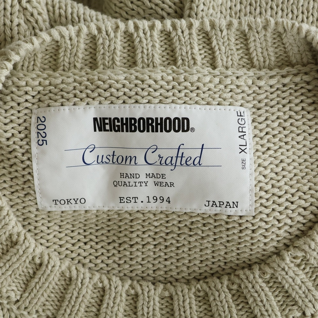 NEIGHBORHOOD(ネイバーフッド) SAVAGE CREWNECK SWEATER 251FUNH-KNM03 サベージ クルーネックダメージ加工 長袖ニットセーター アイボリー