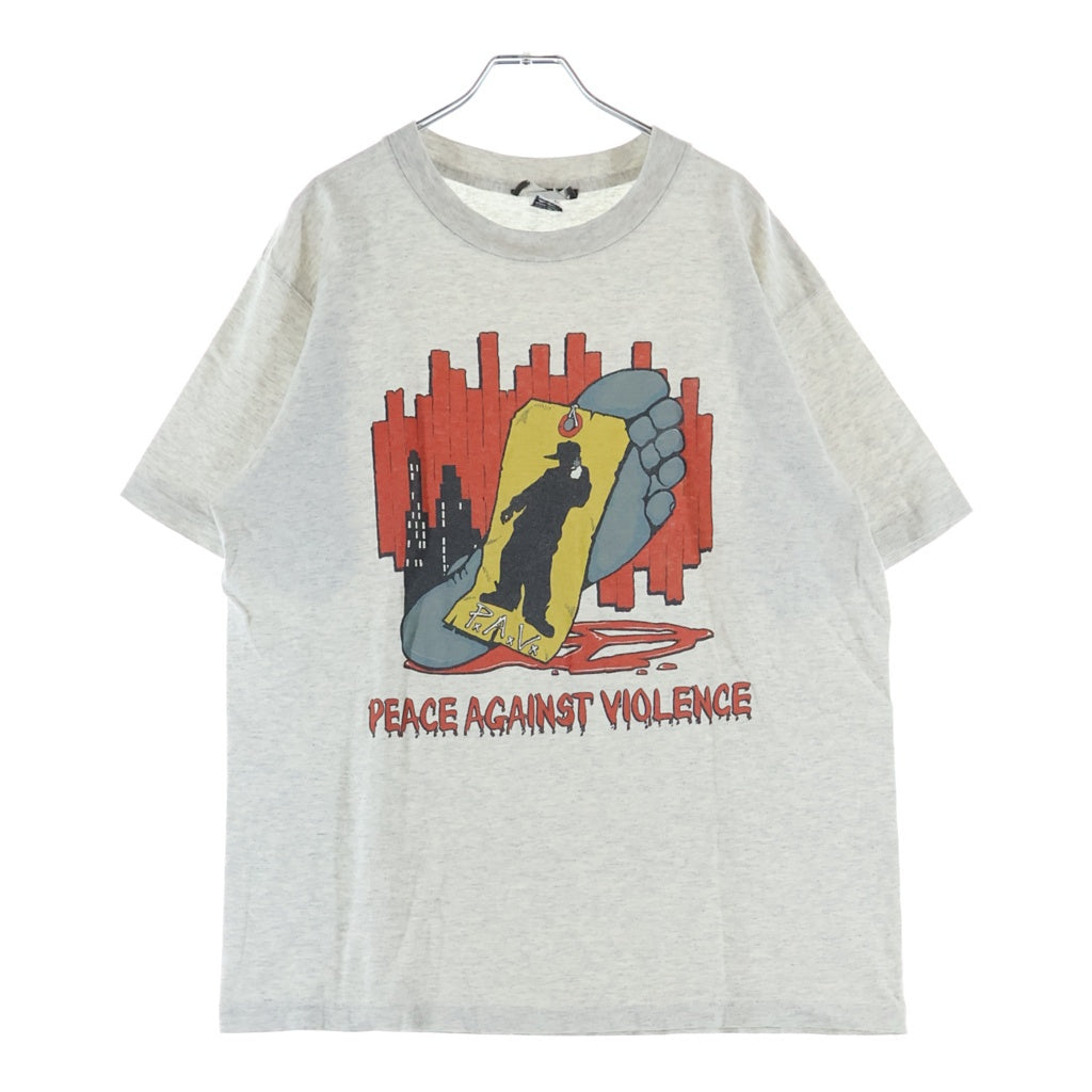 VINTAGE(ヴィンテージ) 90S P.A.V PEACE AGAINST VIOLENCE バンドサンプリング ストリートカルチャー 半袖Tシャツ カットソー グレー