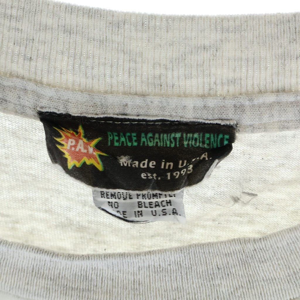 VINTAGE(ヴィンテージ) 90S P.A.V PEACE AGAINST VIOLENCE バンドサンプリング ストリートカルチャー 半袖Tシャツ カットソー グレー