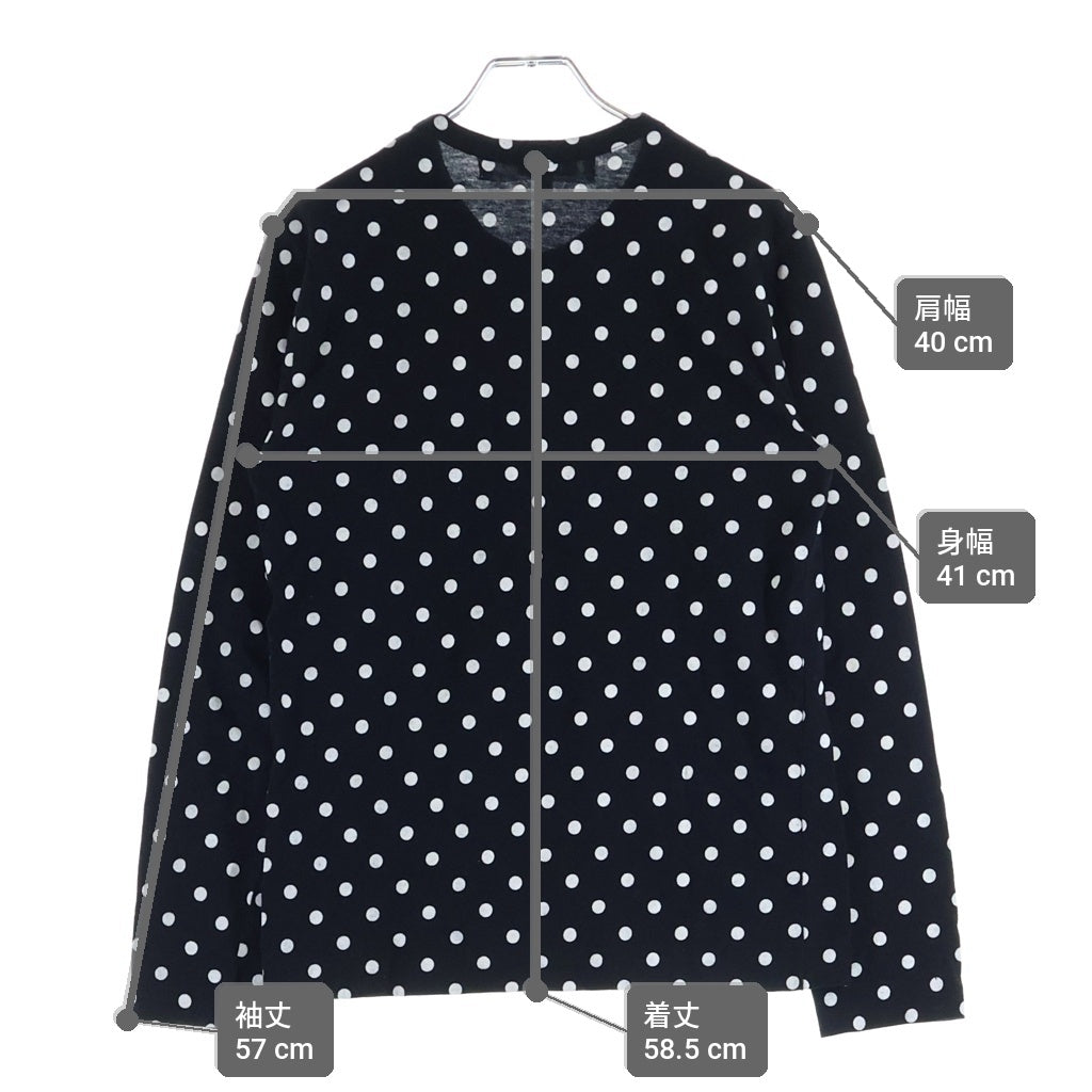 PLAY COMME des GARCONS(プレイコムデギャルソン) Polka Dots Long Sleeve T-Shirt With Red Emblem Black/White 綿天竺水玉プリント 長袖カットソー ブラック/ホワイト AX-T166 レディース