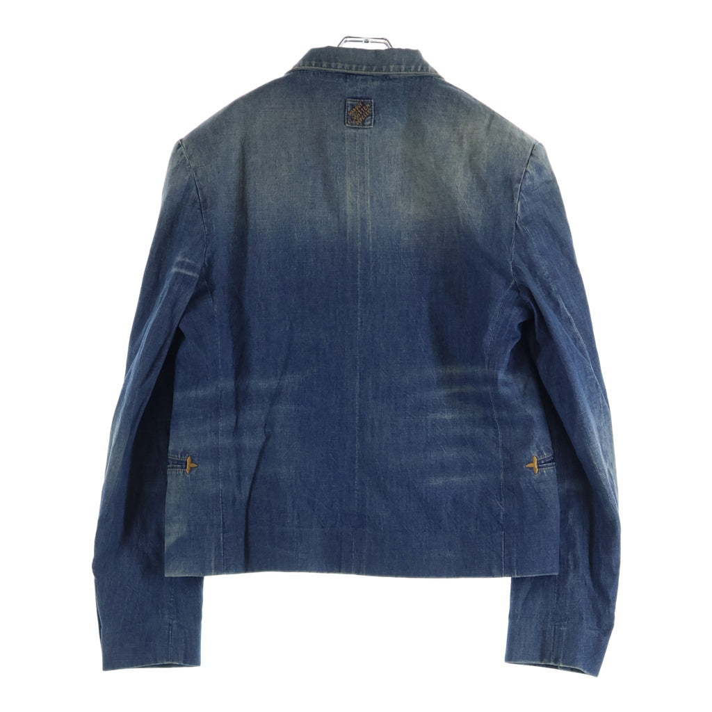 LOUIS VUITTON(ルイヴィトン) 24AW EMBROIDERED DOUBLE-BREASTED COTTON CHAMBRAY JACKET 1AFWMJ RM242M MKE HRJ75E シャンブレー フローラル刺繍ブルゾン ジャケット ブルー