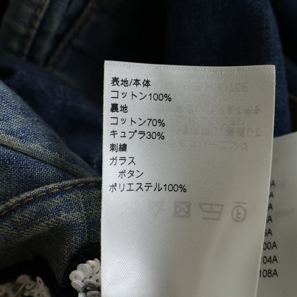 LOUIS VUITTON(ルイヴィトン) 24AW EMBROIDERED DOUBLE-BREASTED COTTON CHAMBRAY JACKET 1AFWMJ RM242M MKE HRJ75E シャンブレー フローラル刺繍ブルゾン ジャケット ブルー