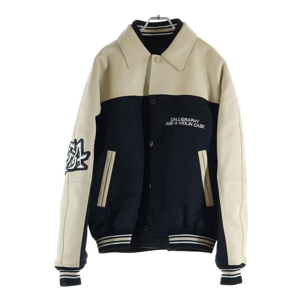 LOUIS VUITTON(ルイヴィトン) 24SS LEATHER NYLON VARSITY JACKET 1AFAGL RM241M BQV HQL02E シグネチャー バーシティー アームダミエロゴ スタジアムジャケット