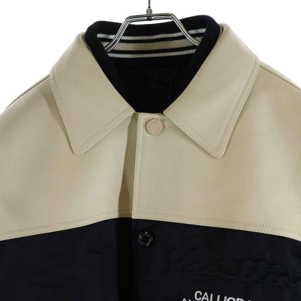 LOUIS VUITTON(ルイヴィトン) 24SS LEATHER NYLON VARSITY JACKET 1AFAGL RM241M BQV HQL02E シグネチャー バーシティー アームダミエロゴ スタジアムジャケット