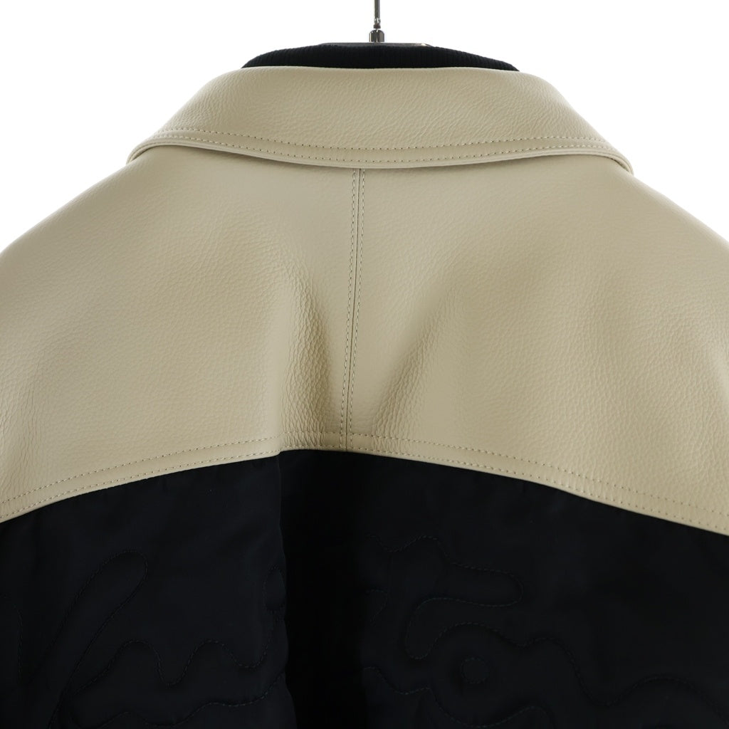 LOUIS VUITTON(ルイヴィトン) 24SS LEATHER NYLON VARSITY JACKET 1AFAGL RM241M BQV HQL02E シグネチャー バーシティー アームダミエロゴ スタジアムジャケット