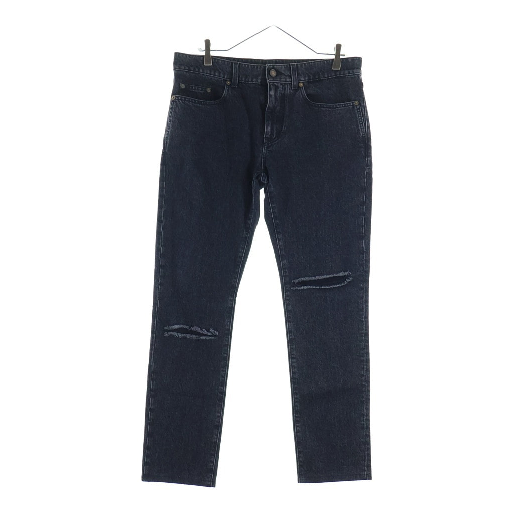SAINT LAURENT PARIS(サンローランパリ) 14AW Hedi Slimane D02 M/SK-LW TAPERED DENIM PANTS エディ期 ニークラッシュ スキニー ジーンズ ダメージ加工 テーパード デニムパンツ 04700 YG805