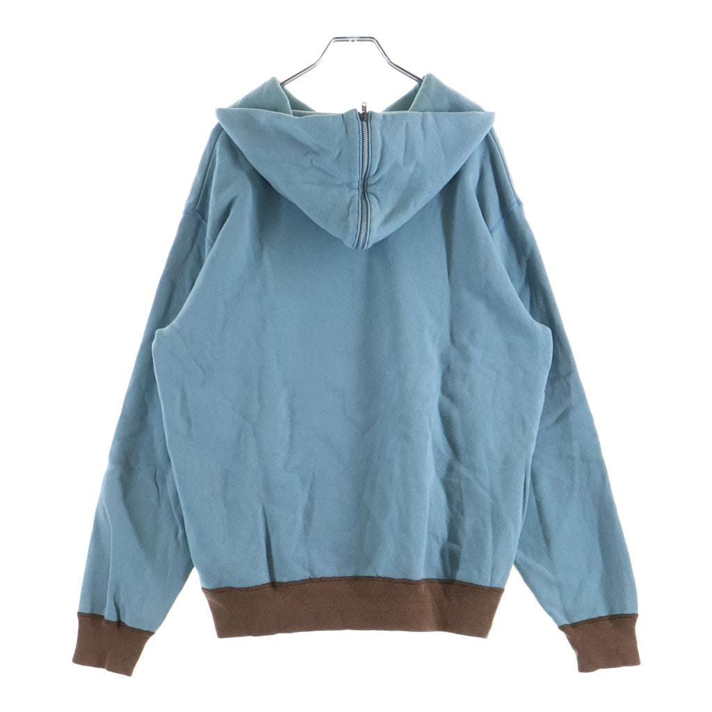 HYSTERIC GLAMOUR(ヒステリックグラマー) 90S OLD SPELLOUT LOGO HALF ZIP SWEAT PARKA オールド スウェット ハーフジップ パーカー フーディ ブルー/ブラウン 2CF-4955