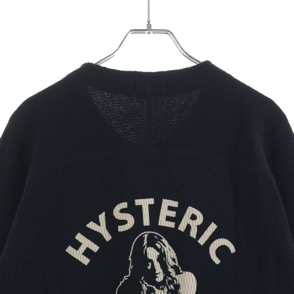 HYSTERIC GLAMOUR(ヒステリックグラマー) SOUND VIBRATION HYS GIRL 両面プリント ジップアップ ニット カーディガン ブラック 02193CJ03