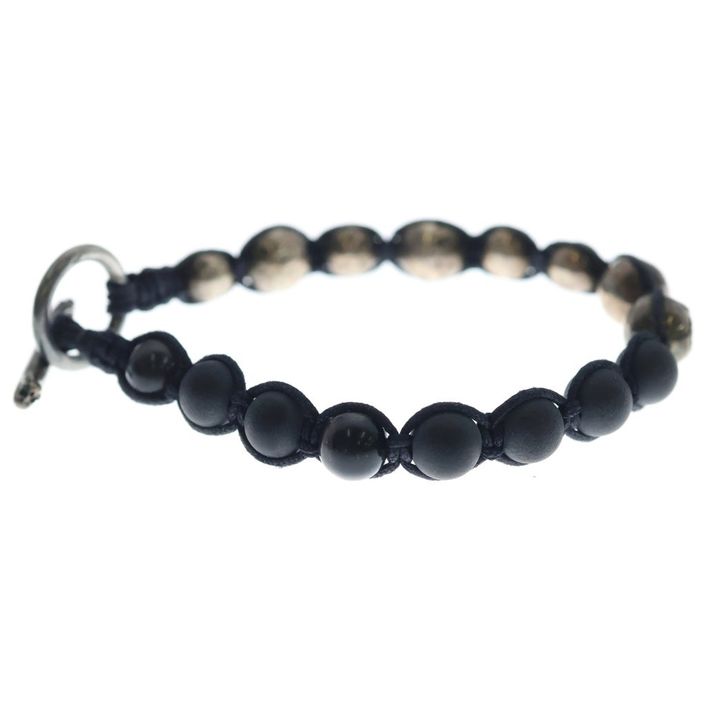 NO BRAND(ノーブランド) TOBIAS WISTISEN SINGLE WRAP MOTIF BEAD BRACELET シングルラップ ブレスレット シルバー/ブラック