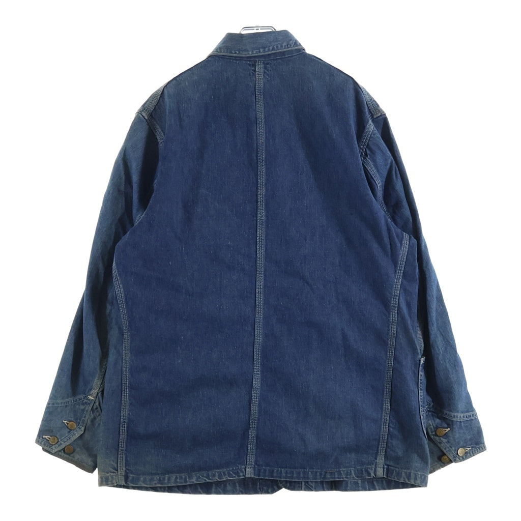 LEE(リー) 50S 91-J UNION MADE JELT DENIM SANFORIZED デカボタン ロングL 斜めe ポケット裏HBT デニム カバーオール ジャケット インディゴ