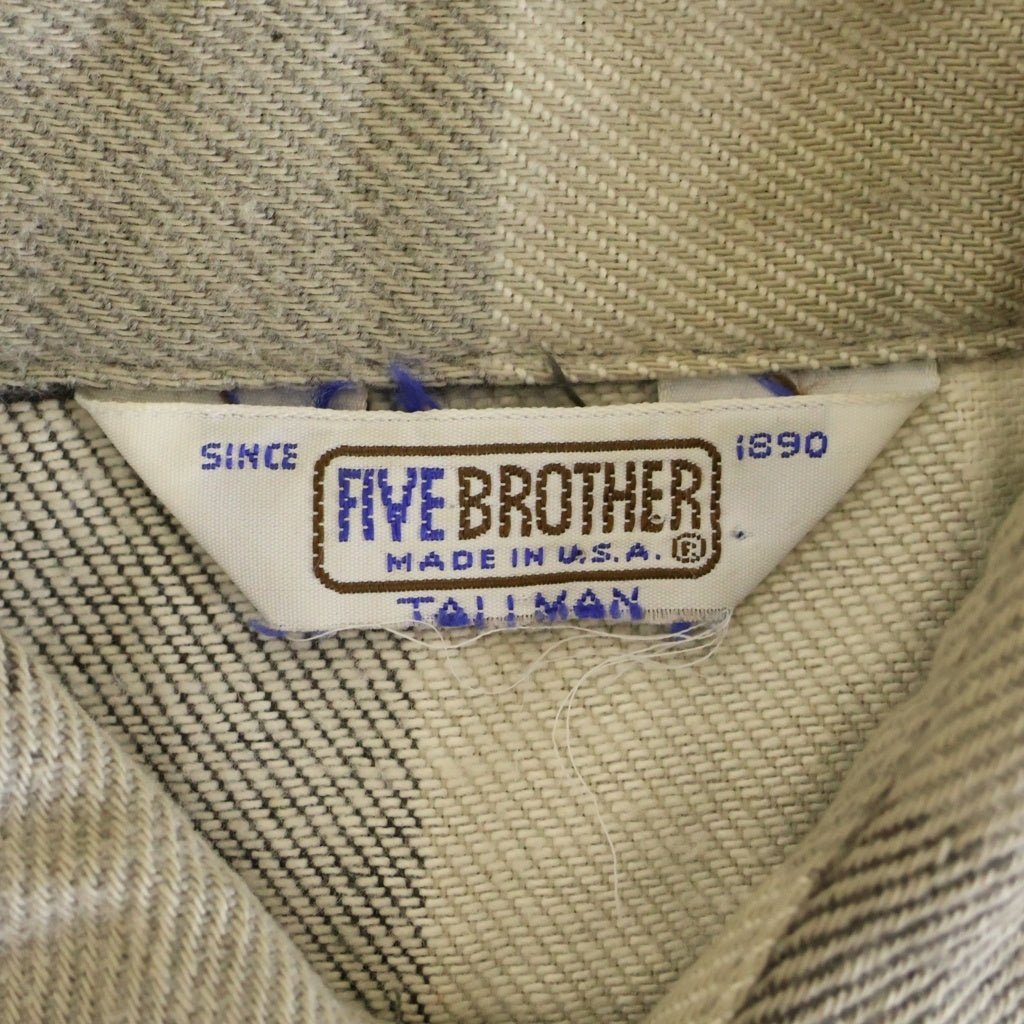 FIVE BROTHERS(ファイブブラザー) 70-80S FLANNEL CHECK L/S SHIRT フランネル チェック 長袖シャツ ブラック/ホワイト