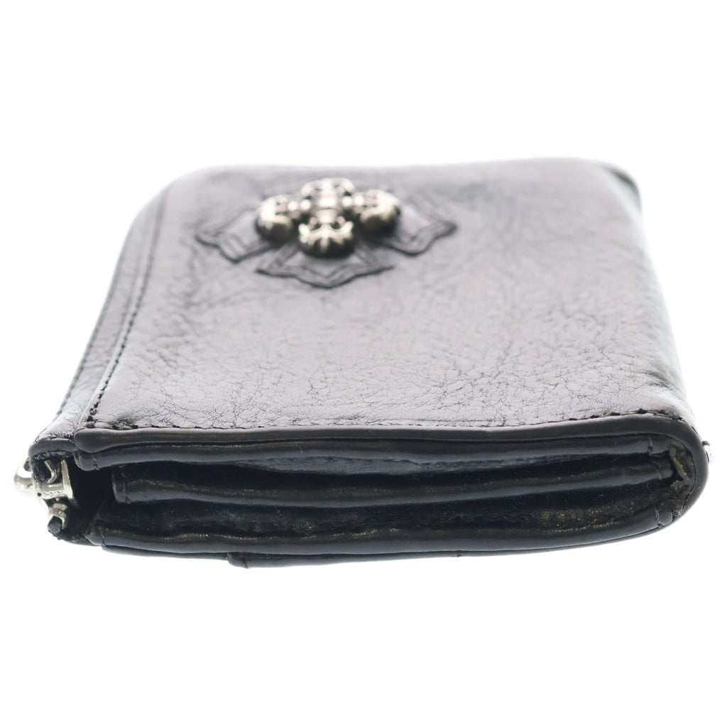 CHROME HEARTS(クロムハーツ) Filigree Cross Half Zip Leather Wallet フィリグリー クロス ハーフジップ レザー ウォレット ブラック/シルバー
