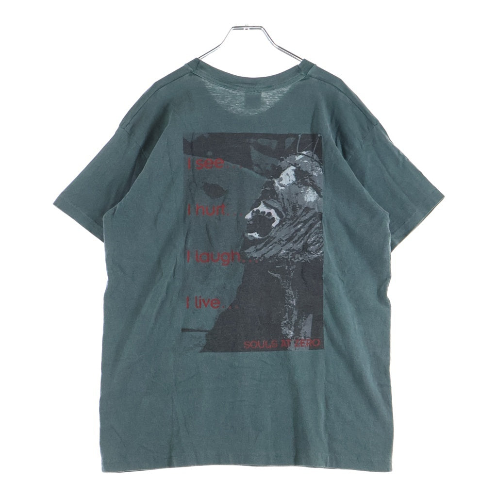VINTAGE(ヴィンテージ) 90S SOULS AT ZERO ISEE IHURT ILAUGH ILIVE ソウルズ アット ゼロ 両面プリント半袖カットソーTシャツ グリーン