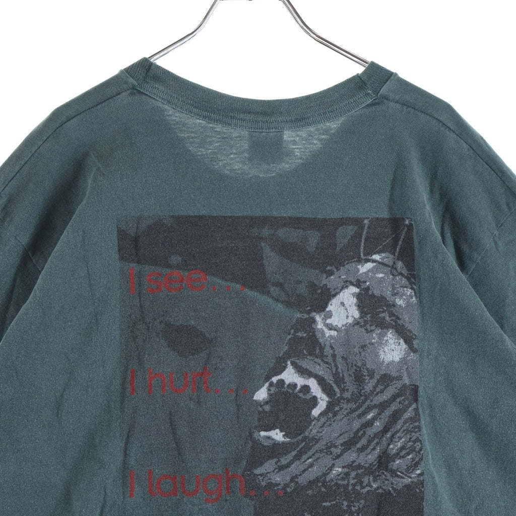 VINTAGE(ヴィンテージ) 90S SOULS AT ZERO ISEE IHURT ILAUGH ILIVE ソウルズ アット ゼロ 両面プリント半袖カットソーTシャツ グリーン