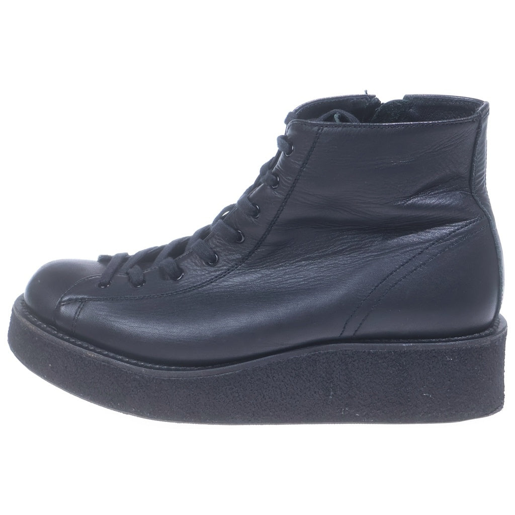 YOHJI YAMAMOTO REGULATION(ヨウジヤマモト レギュレーション) SOFT SMOOTH LEATHER LACE UP ANKLE BOOTS レザーレースアップ ブーツ ブラック B-E5 1-760-1