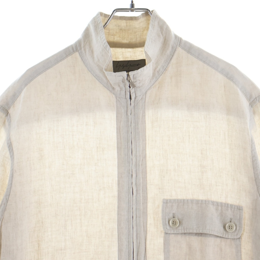 Yohji Yamamoto POUR HOMME(ヨウジヤマモト プールオム) HIGH COUNT LINEN ZIP OPEN BLOUSE リネン ジップアップ ブラウス ホワイト HG-B28-301