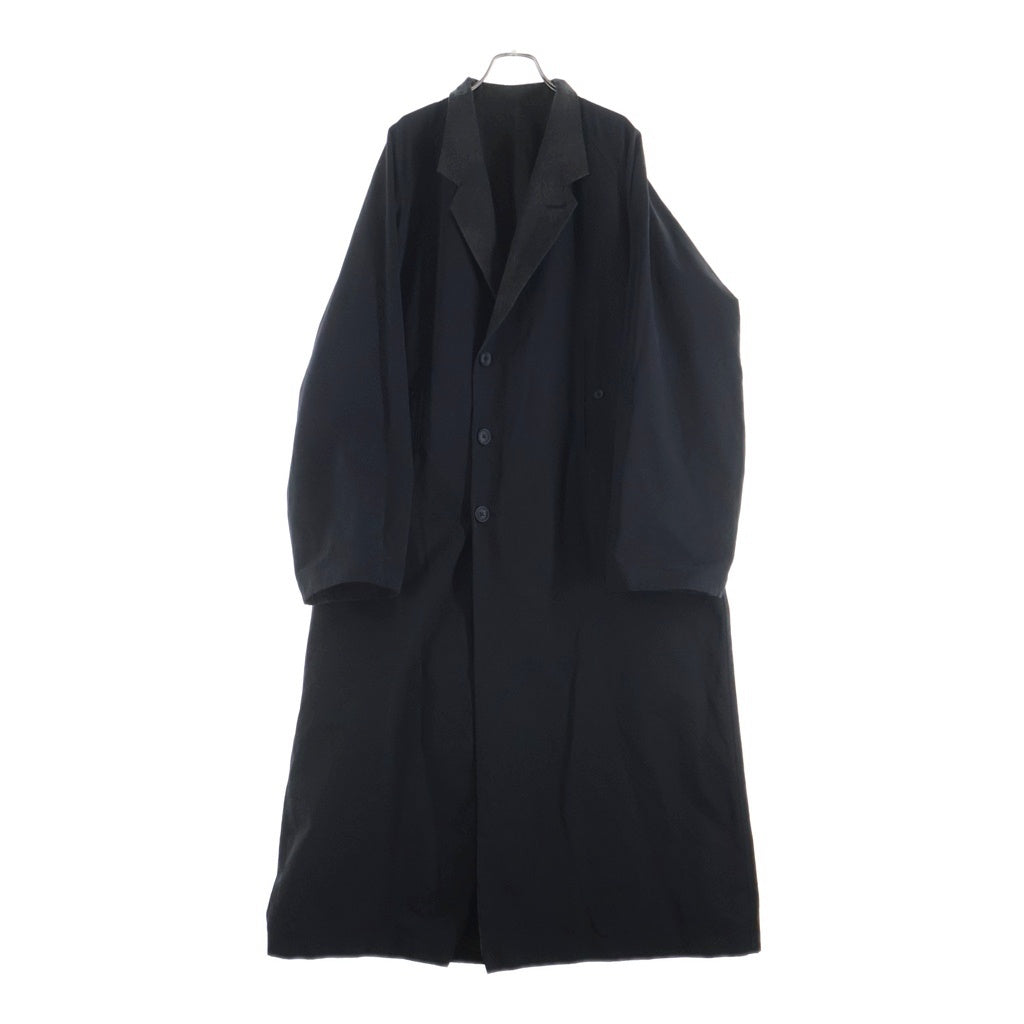 Yohji Yamamoto POUR HOMME(ヨウジヤマモト プールオム) 24AW Ny C GROSGRAIN LINING PT RAGLAN COAT チェスターコート ブラック H0-C18-601