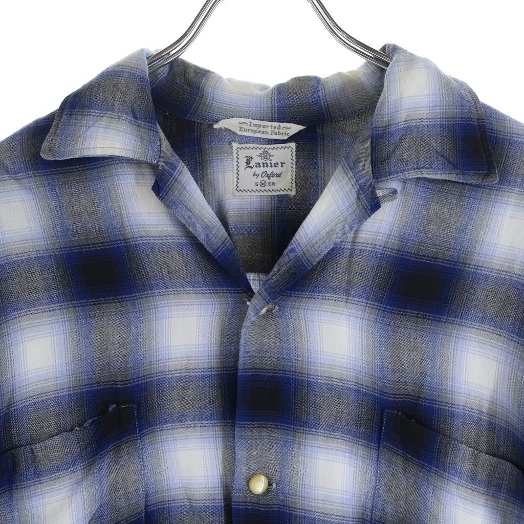VINTAGE(ヴィンテージ) 50-60S Lanier by Oxford RAYON OMBRE CHECK L/S SHIRT レーヨン オンブレチェック 長袖シャツ ブルー/ブラック/ホワイト