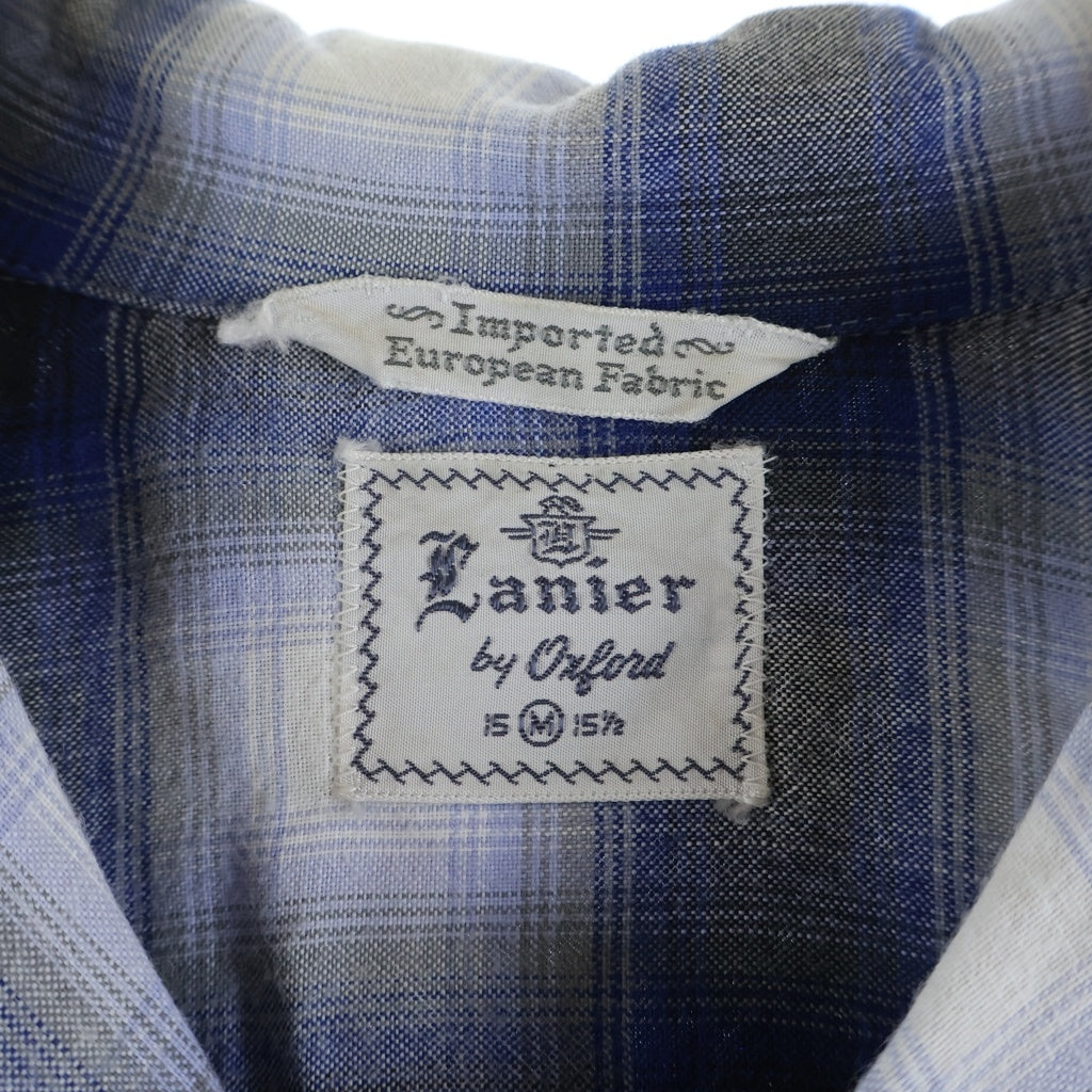 VINTAGE(ヴィンテージ) 50-60S Lanier by Oxford RAYON OMBRE CHECK L/S SHIRT レーヨン オンブレチェック 長袖シャツ ブルー/ブラック/ホワイト