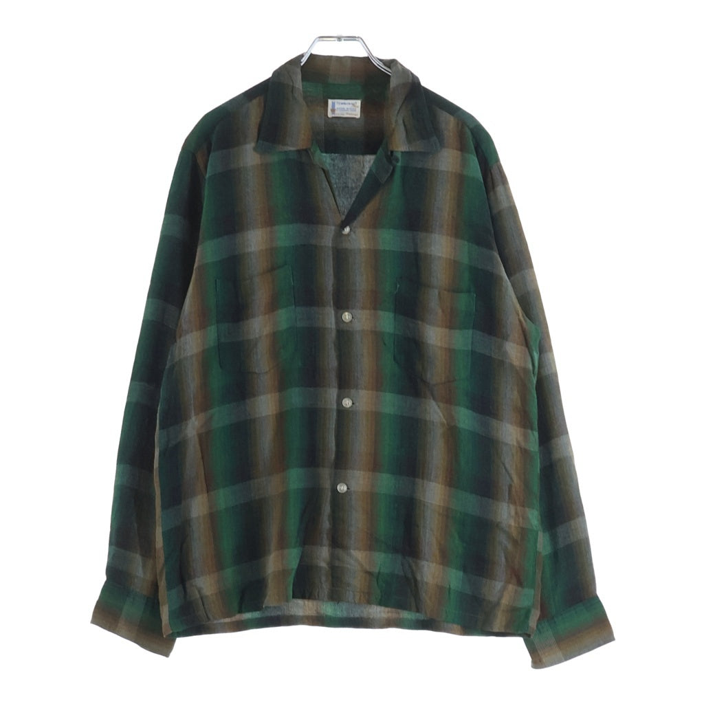 PENNEYS TOWNCRAFT(ぺニーズタウンクラフト) 60S TOWNCRAFT PLUS RYON OMBRE CHECK L/S SHIRT オンブレチェック レーヨン長袖シャツ グリーン×ブラウン