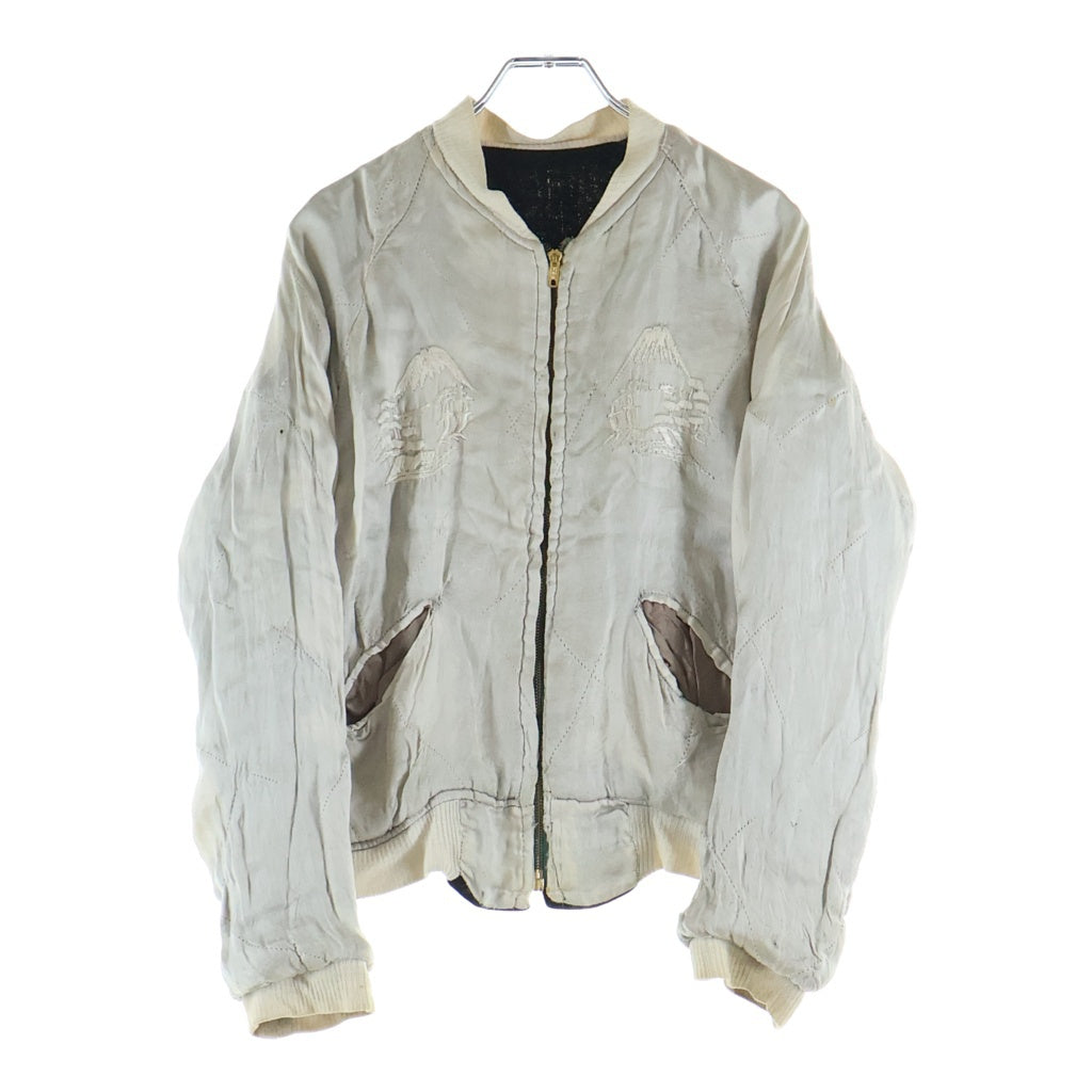 VINTAGE(ヴィンテージ) 50S SOUVENIR JACKET 別珍 リバーシブル スカジャン 龍 虎 鷲 バタフライジップ YKK ブラック/ホワイト