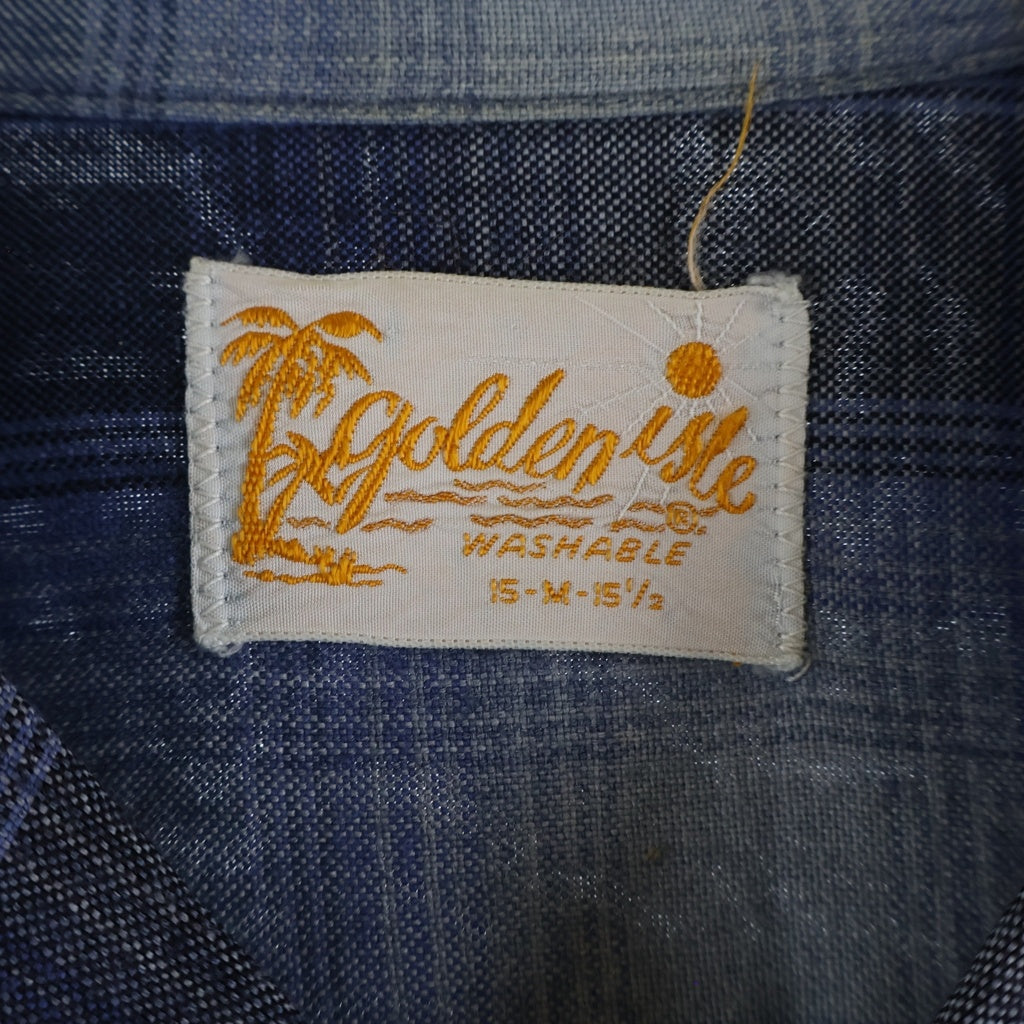 VINTAGE(ヴィンテージ) 60S Golden Isle OMBRE CHECK RAYON L/S SHIRT レーヨン オンブレチェック 長袖シャツ ブラック/ブルー/ホワイト