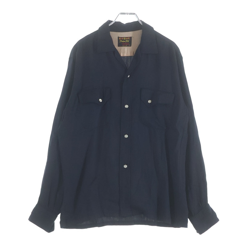 VINTAGE(ヴィンテージ) 60S CHAMPUS (キャンパス) WESTERN RAYON OPENCOLOR L/S SHIRT ウェスタン レーヨン オープンカラー長袖 シャツ ブラック