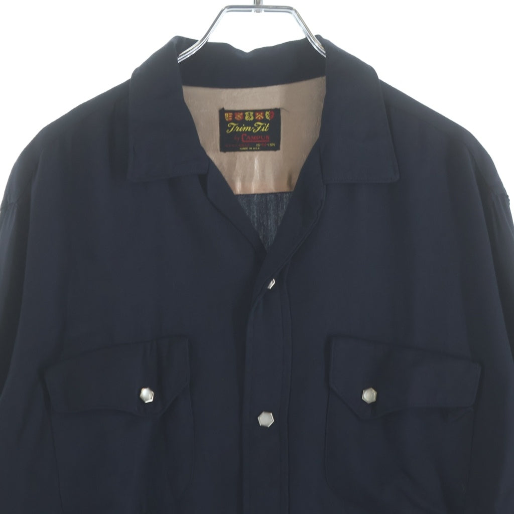 VINTAGE(ヴィンテージ) 60S CHAMPUS (キャンパス) WESTERN RAYON OPENCOLOR L/S SHIRT ウェスタン レーヨン オープンカラー長袖 シャツ ブラック