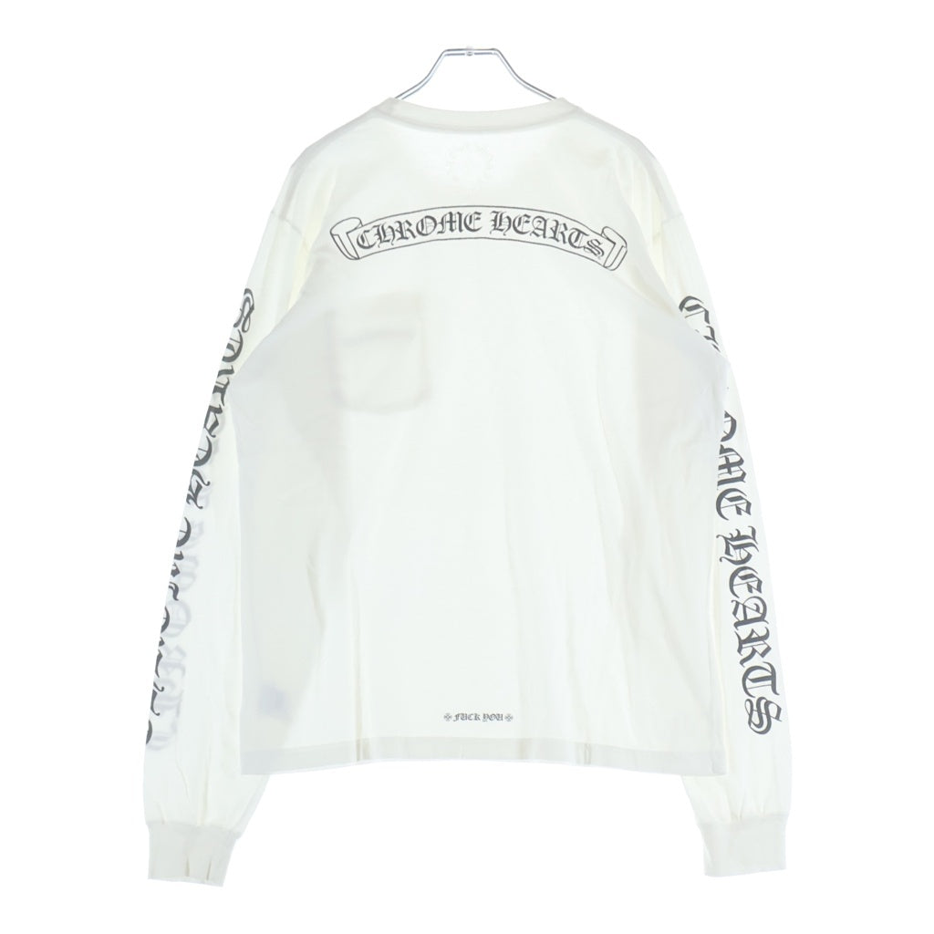CHROME HEARTS(クロムハーツ) クロムハーツ CH SCROLL LABEL FUCKYOU L/S / スクロールラベル ファックユー アームプリント長袖Tシャツ ホワイト