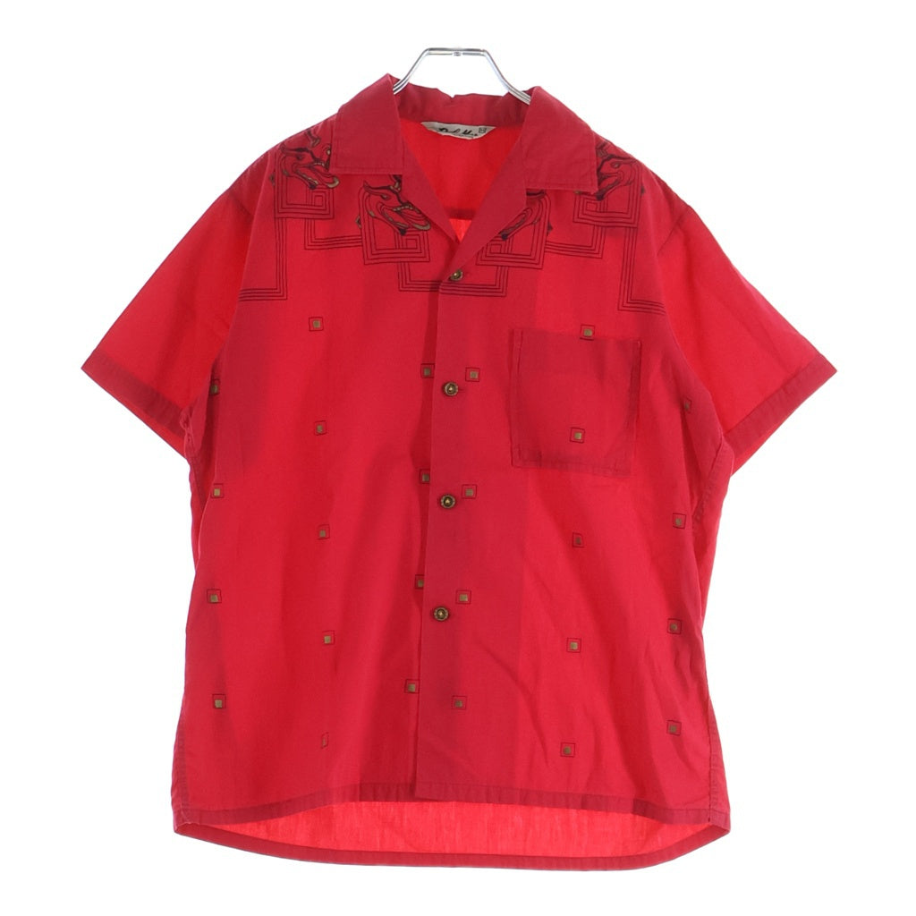 VINTAGE ヴィンテージ DEL MAR (デルマー) DRAGON PRINT OPEN COLLAR S/S SHIRT ドラゴン プリント 半袖 コットン オープンカラー シャツ レッド VINTAGE(ヴィンテージ) DEL MAR (デルマー) DRAGON PRINT OPEN COLLAR