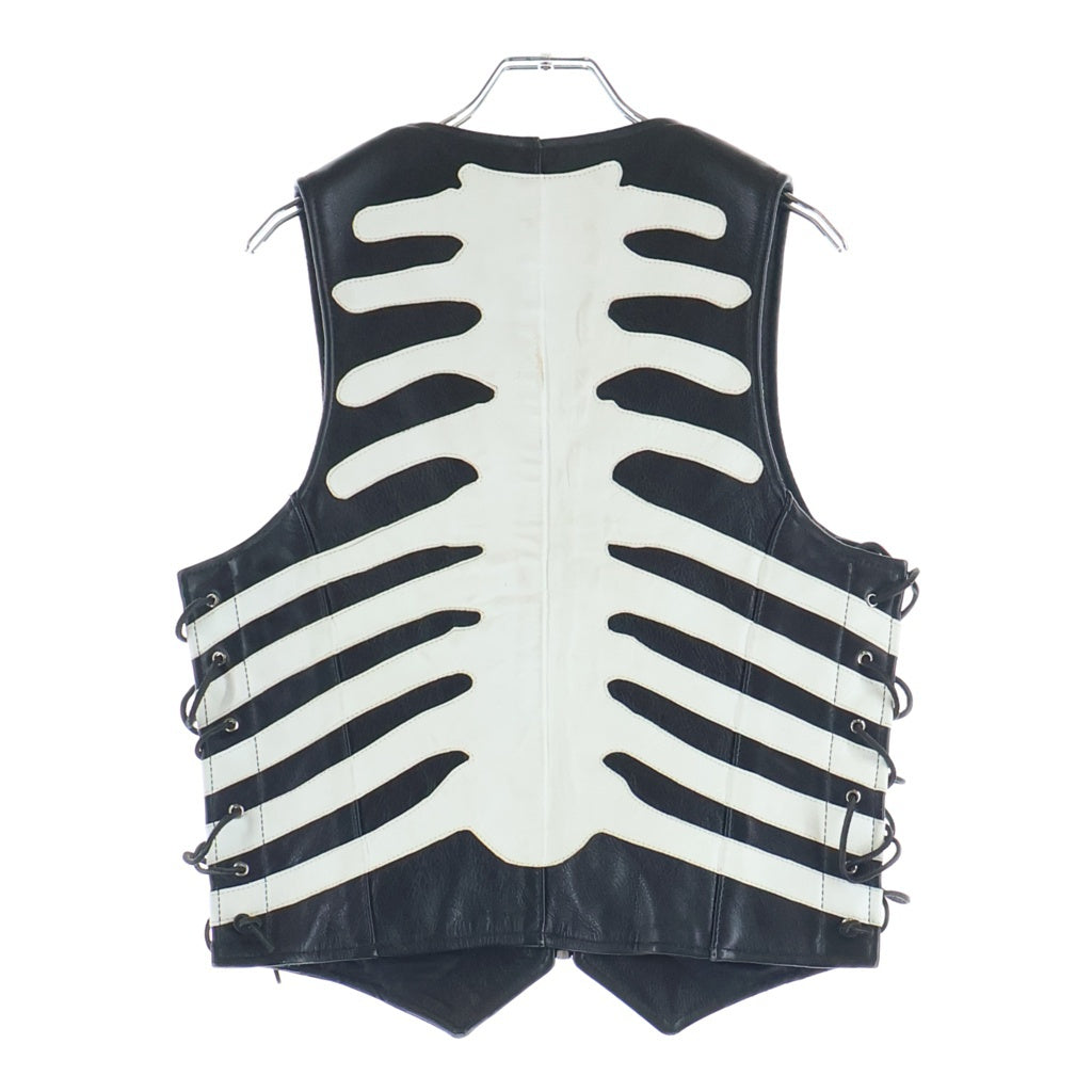VANSON(バンソン) 90-00S VINTAGE LEATHER LENZIP BONE VEST USA製 レザー ジップアップ ボーンズ ベスト ブラック