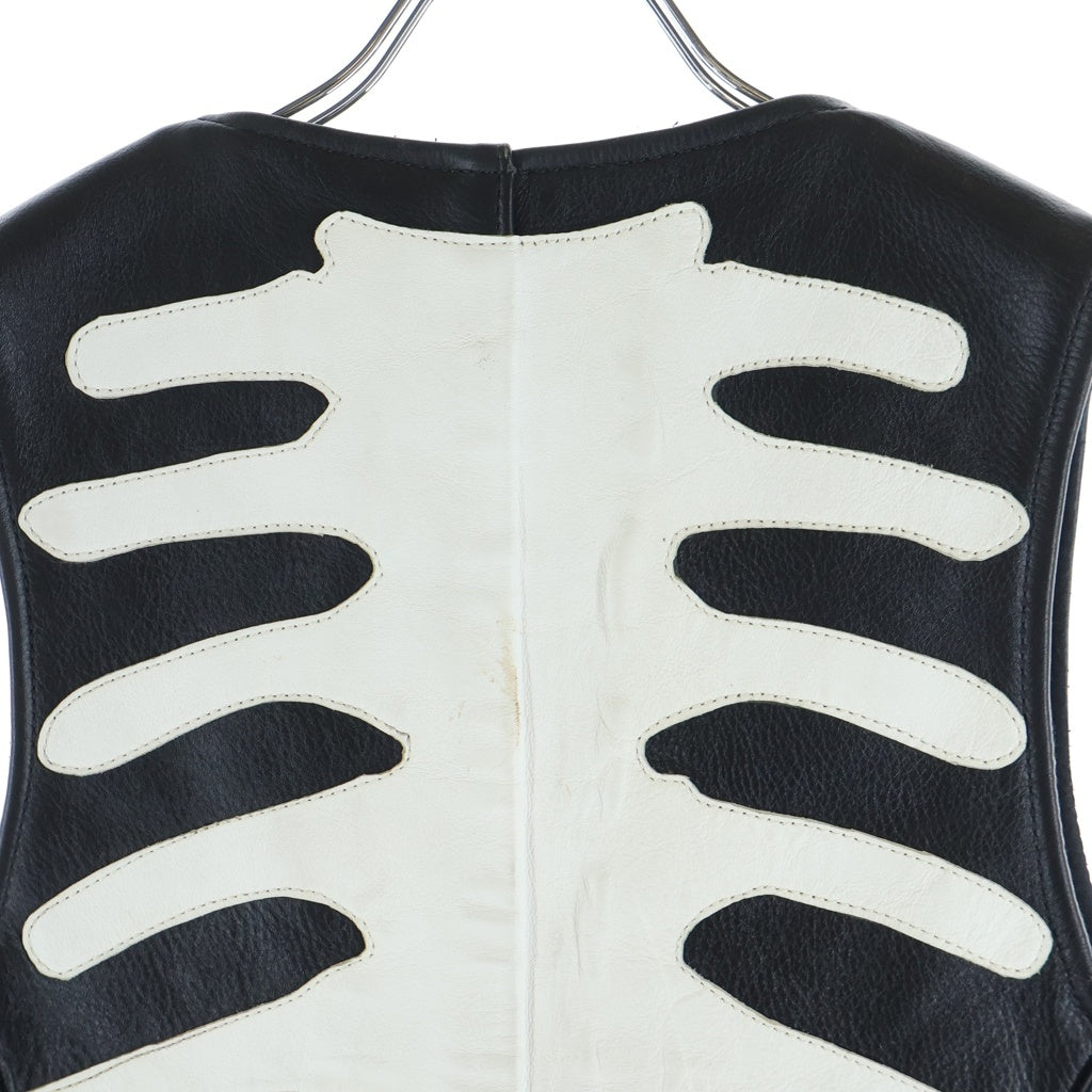 VANSON(バンソン) 90-00S VINTAGE LEATHER LENZIP BONE VEST USA製 レザー ジップアップ ボーンズ ベスト ブラック