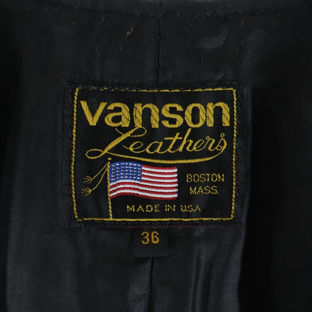 VANSON(バンソン) 90-00S VINTAGE LEATHER LENZIP BONE VEST USA製 レザー ジップアップ ボーンズ ベスト ブラック