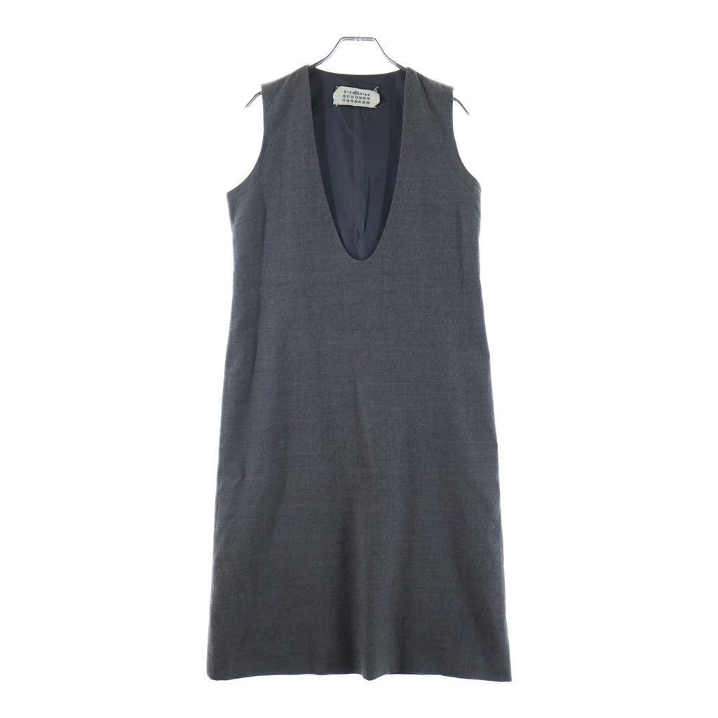 Maison Margiela(メゾンマルジェラ) SLEEVELESS WOOL V NECK DRESS ノースリーブ Vネック ドレス グレー レディース