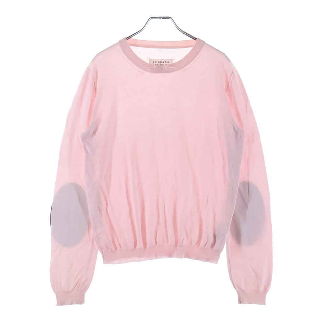 Maison Margiela(メゾンマルジェラ) 17SS ELBOW PATCH CREW NECK KNITWEAR エルボーパッチ クルーネック ニット ピンク S51HA0722 S15886 レディース