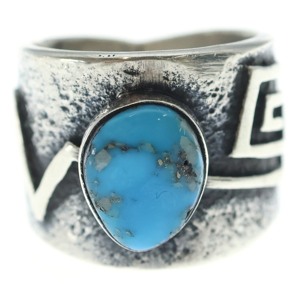 INDIAN JEWELRY(インディアンジュエリー) Navajo (ナバホ) Aaron Anderson Morenci Turquoise Tufa Cast Ring アーロン アンダーソン ターコイズ リング シルバー
