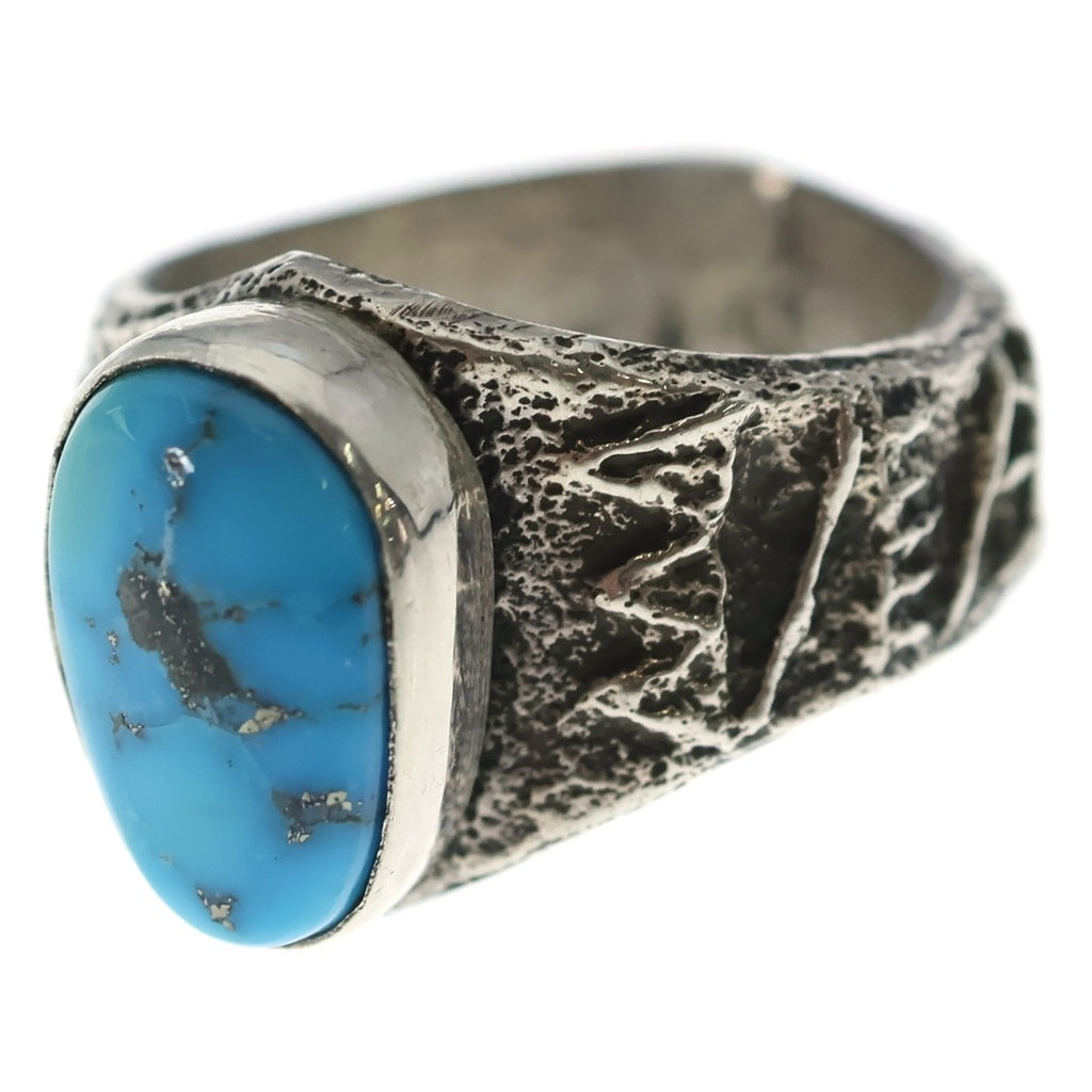 INDIAN JEWELRY(インディアンジュエリー) Navajo (ナバホ) Delford Yazzie Natural Morenci Turquoise Tufa Cast Ring デルフォード ヤジー ターコイズ リング シルバー