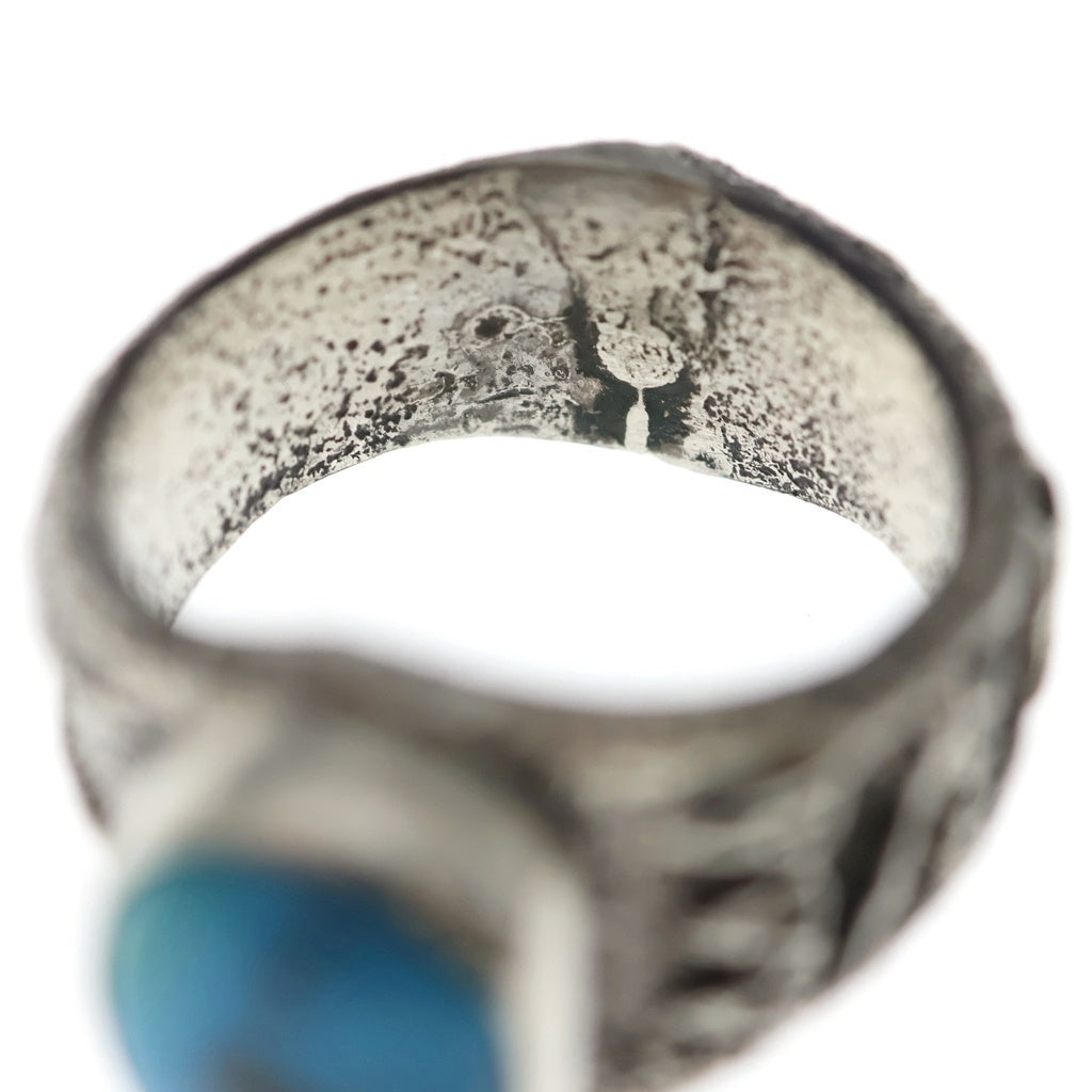 INDIAN JEWELRY(インディアンジュエリー) Navajo (ナバホ) Delford Yazzie Natural Morenci Turquoise Tufa Cast Ring デルフォード ヤジー ターコイズ リング シルバー